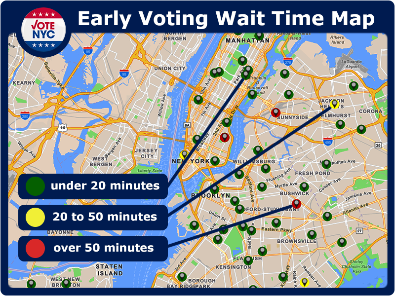 August 23, 2022 Primary Election Early Voting Wait Time Map